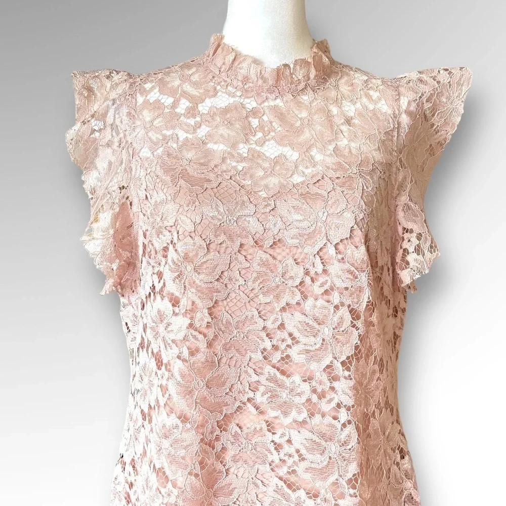Enfocus Studio Pink Lace Sleeveless Midi Dress Size 12